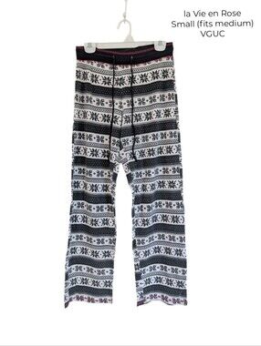 La Vie En Rose Black, White & Pink Fair Isle Lounge Pajama Waffle Material Pants